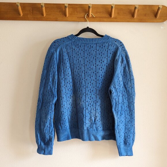 Tie-dyed blue vintage pointelle sweater - Point Sur 2X - Picture 7 of 7